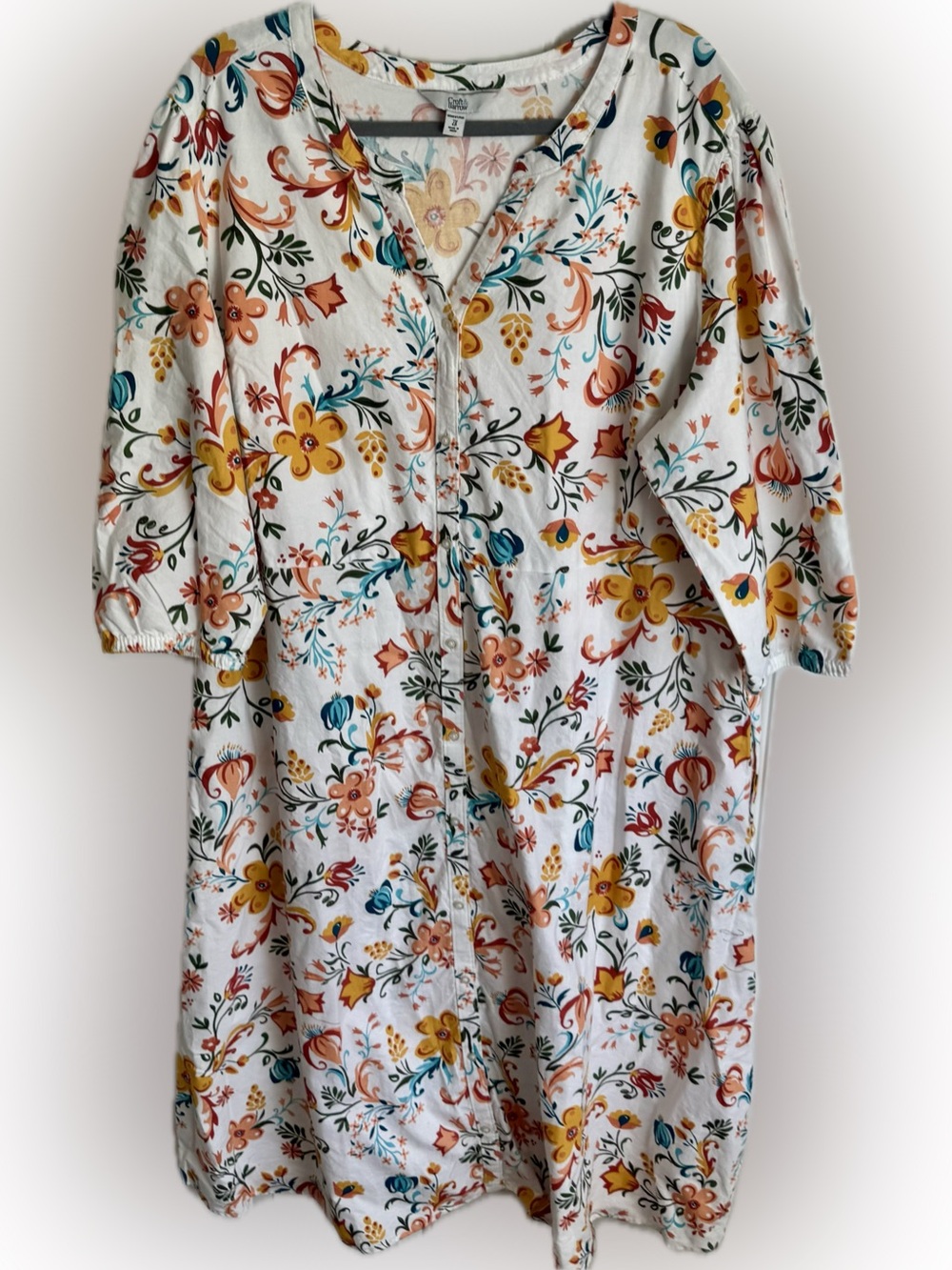Croft & Barrow Floral Midi Dress | Size 2X | 100% Cotton | Pockets